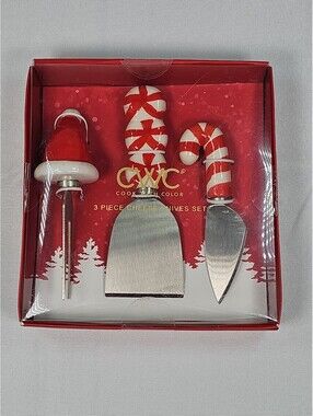 Cook With Color Christmas 3 Piece Cheese Knife Set NIB